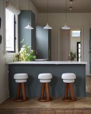 Polk Counter Stool with boucle seat and oak wood base – modern elegance by Home on Center