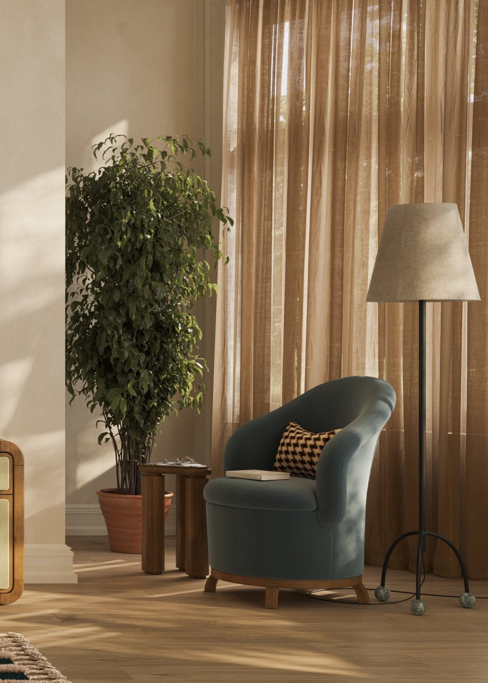 Marble accent table with bold cylindrical legs and stacked design