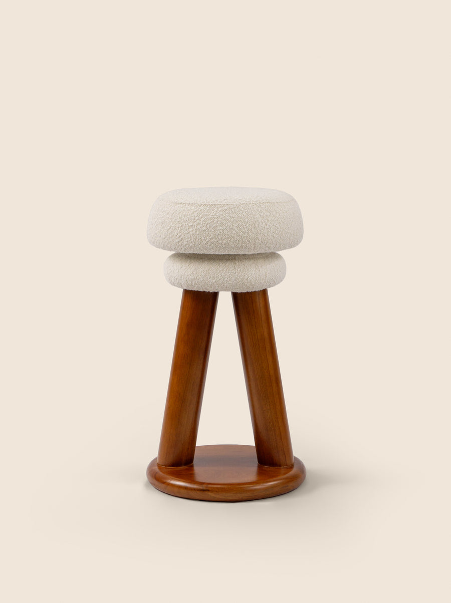 Polk Counter Stool with boucle seat and oak wood base – modern elegance by Home on Center