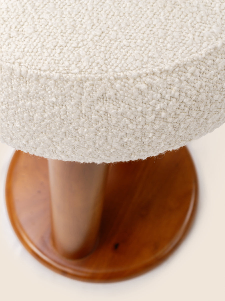 Polk Counter Stool with boucle seat and oak wood base – modern elegance by Home on Center