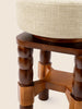 Geary Swivel Stool with turned oak legs and linen seat – artisanal design by Home on Center