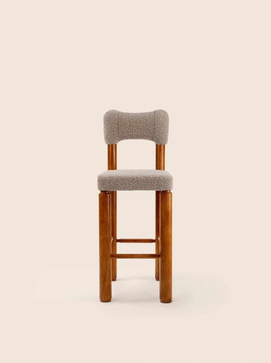 Cabrillo Bar Stool with column legs and boucle upholstery – crafted for comfort by Home on Center