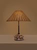 Marble and rattan table lamp with stacked stone base – sculptural and organic by Home on Center