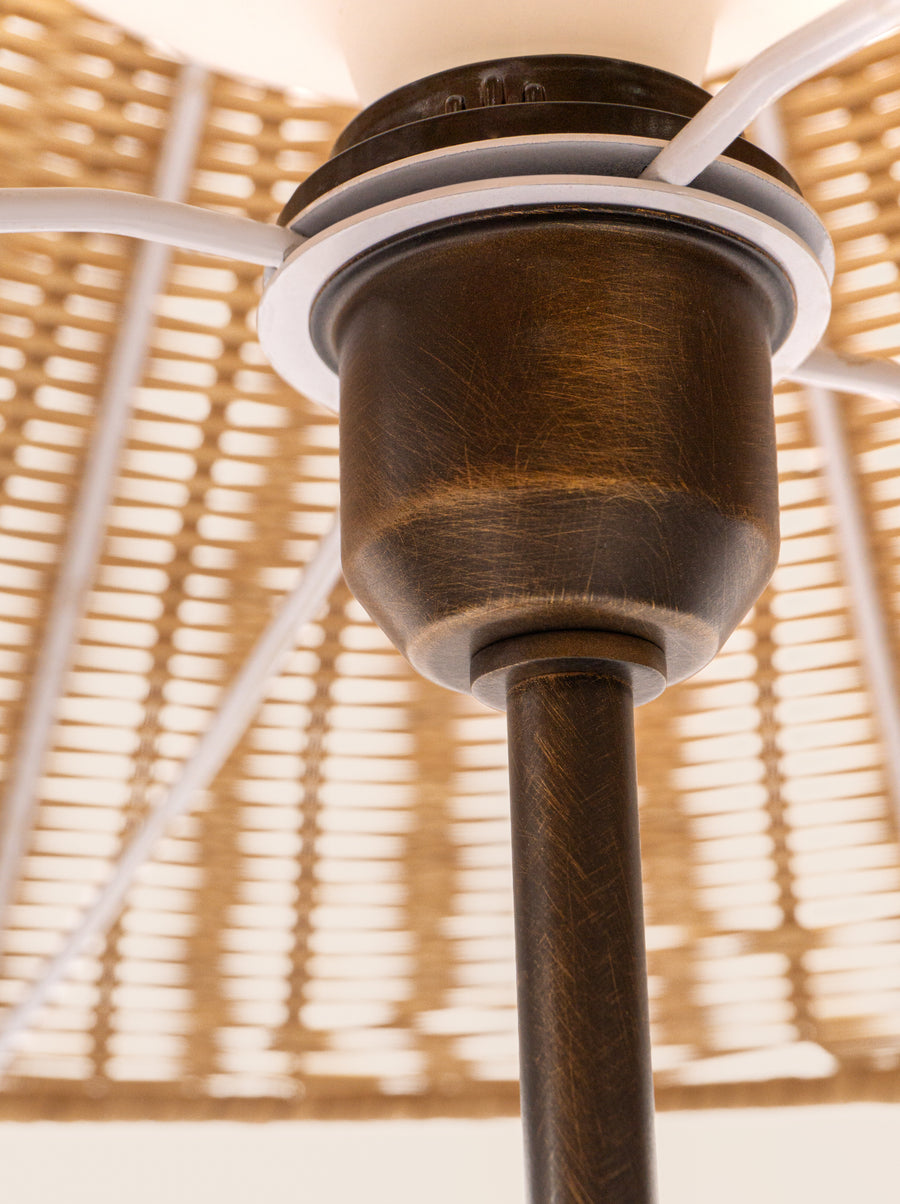 Marble and rattan table lamp with stacked stone base – sculptural and organic by Home on Center