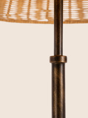 Marble and rattan table lamp with stacked stone base – sculptural and organic by Home on Center