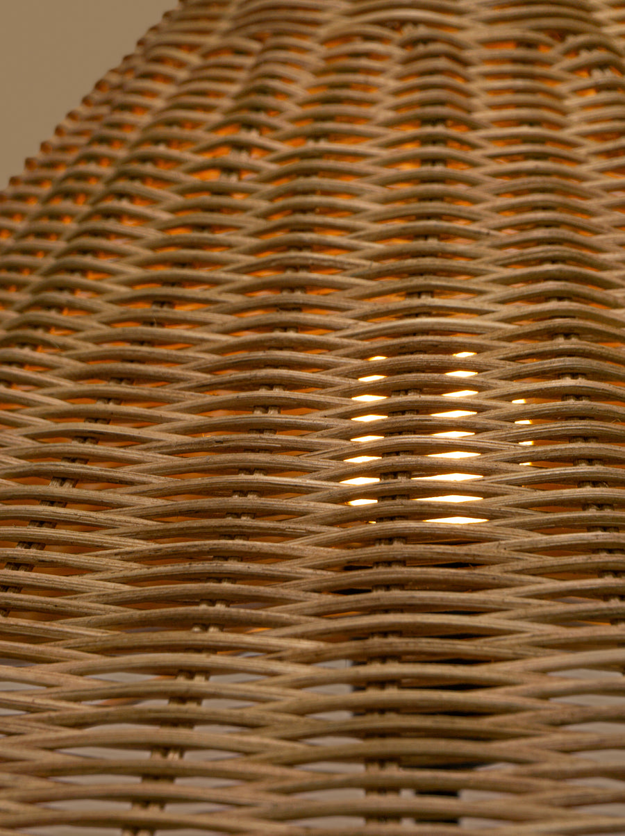 Marble and rattan table lamp with stacked stone base – sculptural and organic by Home on Center