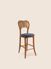 Taraval Counter Stool with handwoven backrest and sculptural wood legs – artisanal design by Home on Center