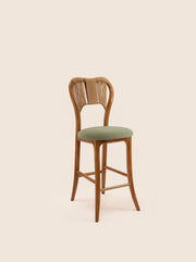 Taraval Counter Stool with handwoven backrest and sculptural wood legs – artisanal design by Home on Center
