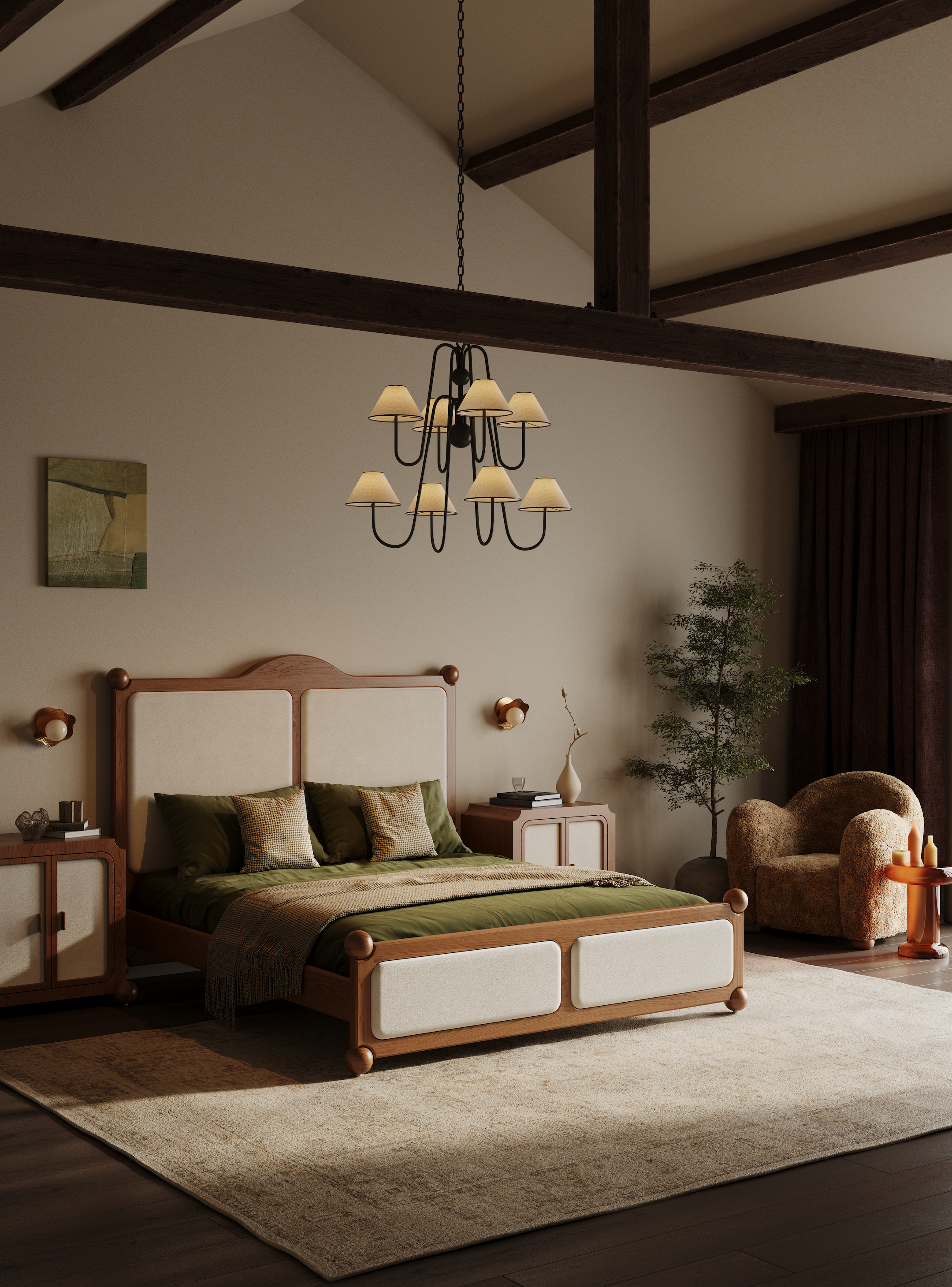 The Ellsworth Bed in solid wood with plush velvet panels – modern Victorian design by Home on Center