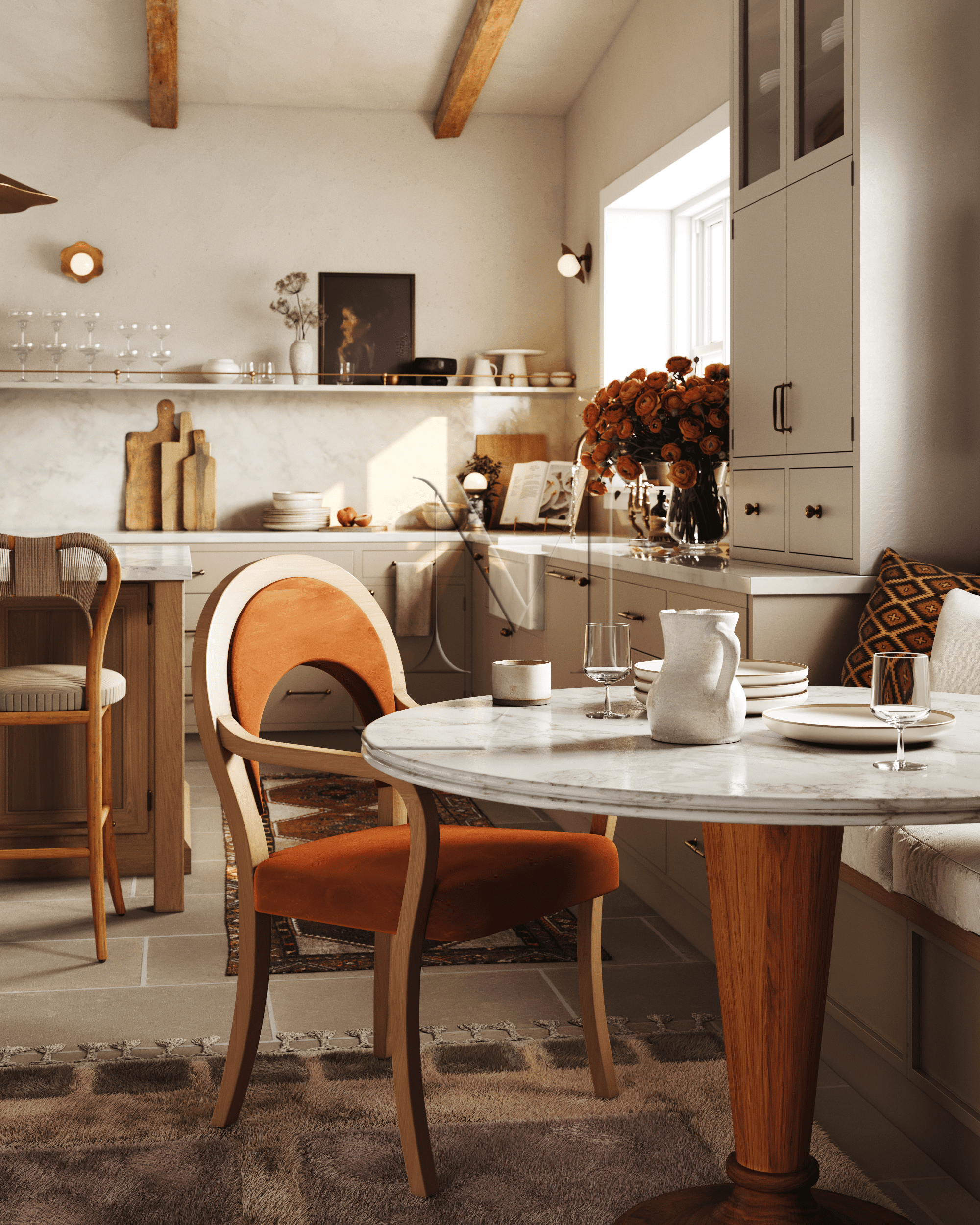 Leavenworth Chair with curved oak frame and performance fabric – crafted for comfort by Home on Center