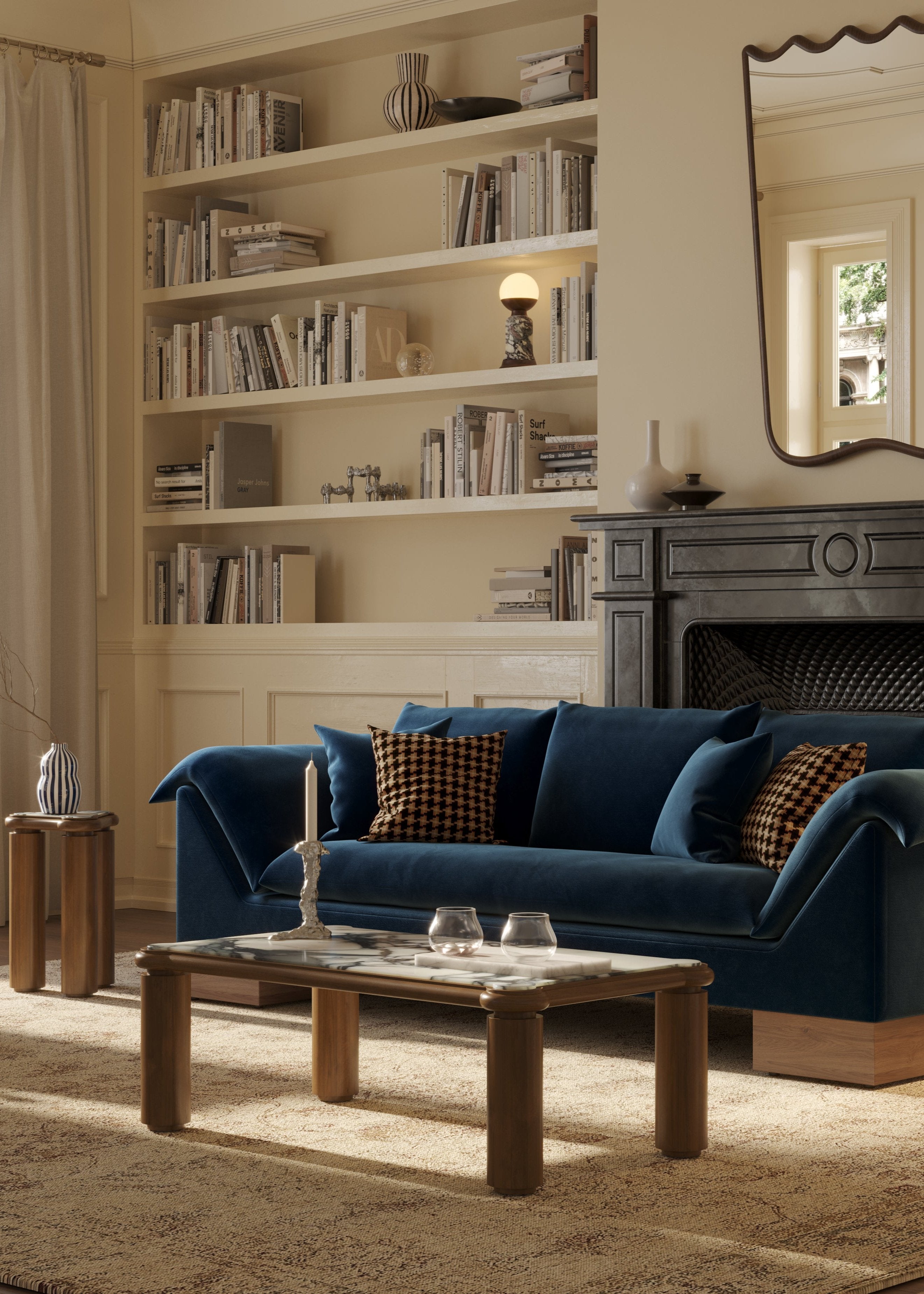 Ortega Sofa with sculptural arms and down cushions – 1930s-inspired design by Home on Center