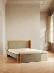 Balboa Bed with curved edges and velvet panels – minimalist design by Home on Center