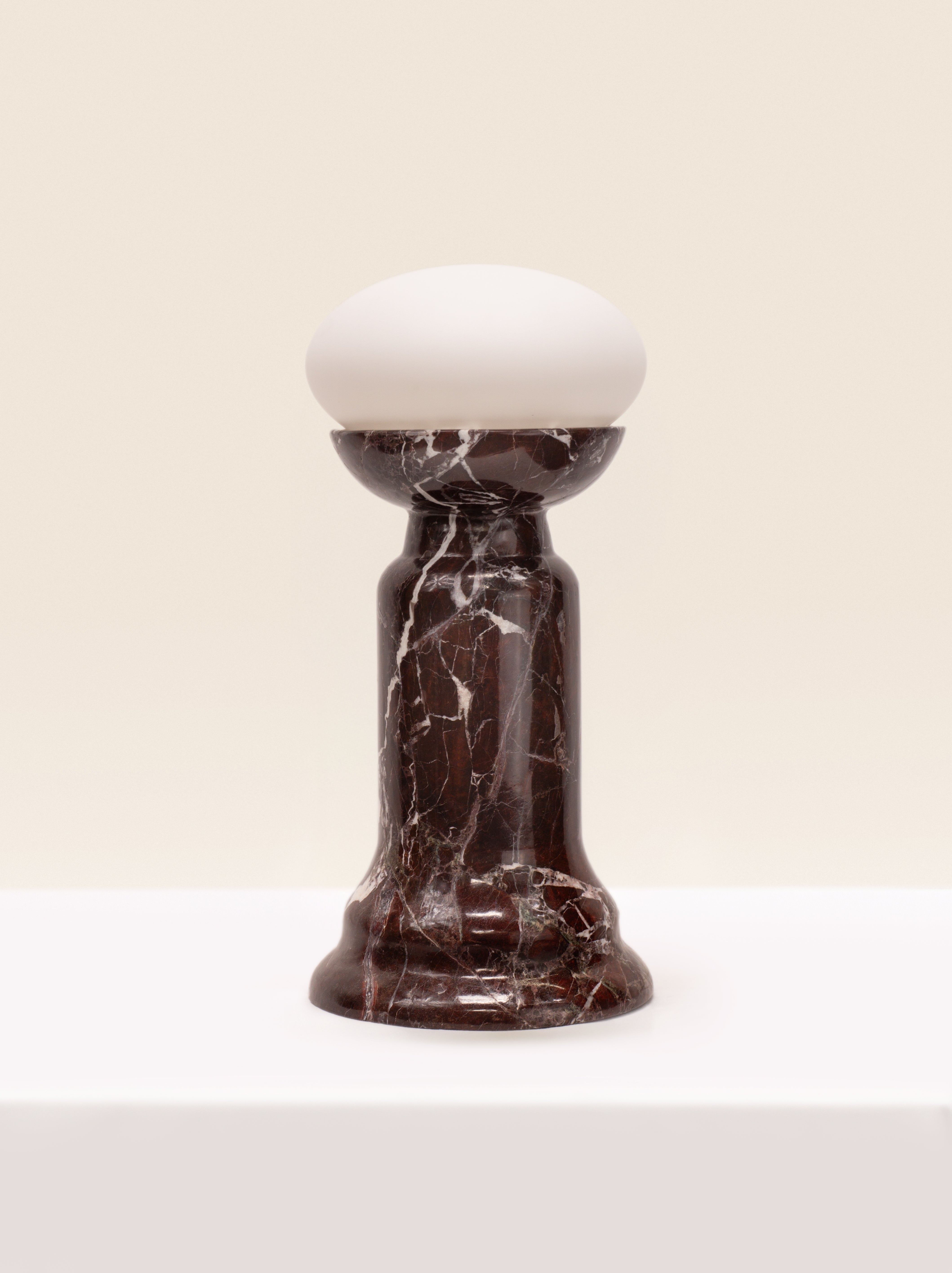Folsom lamp with orb bulb in Lavantto solid marble