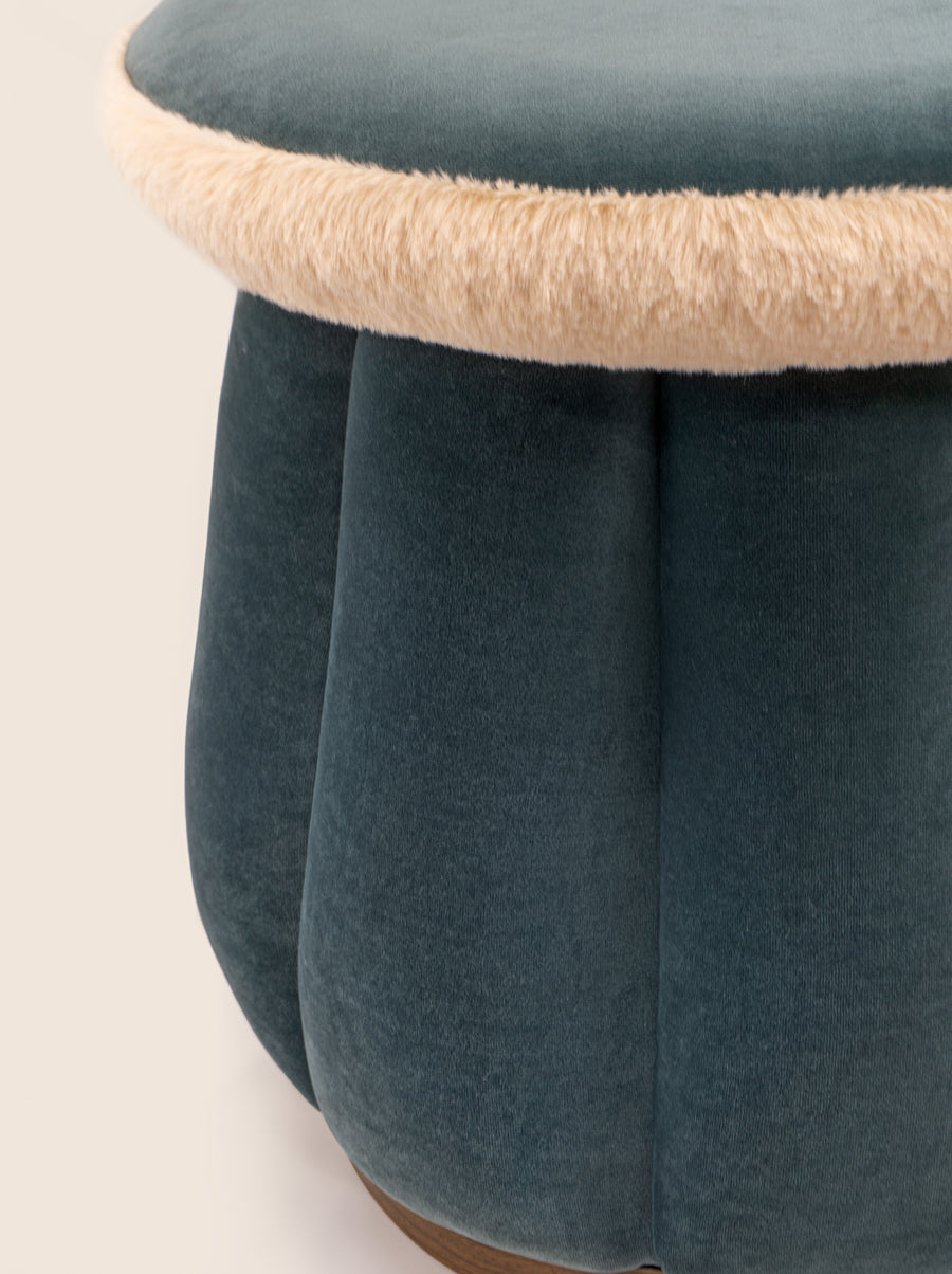 The Sultan Ottoman with fluted velvet form – sculptural accent seating by Home on Center