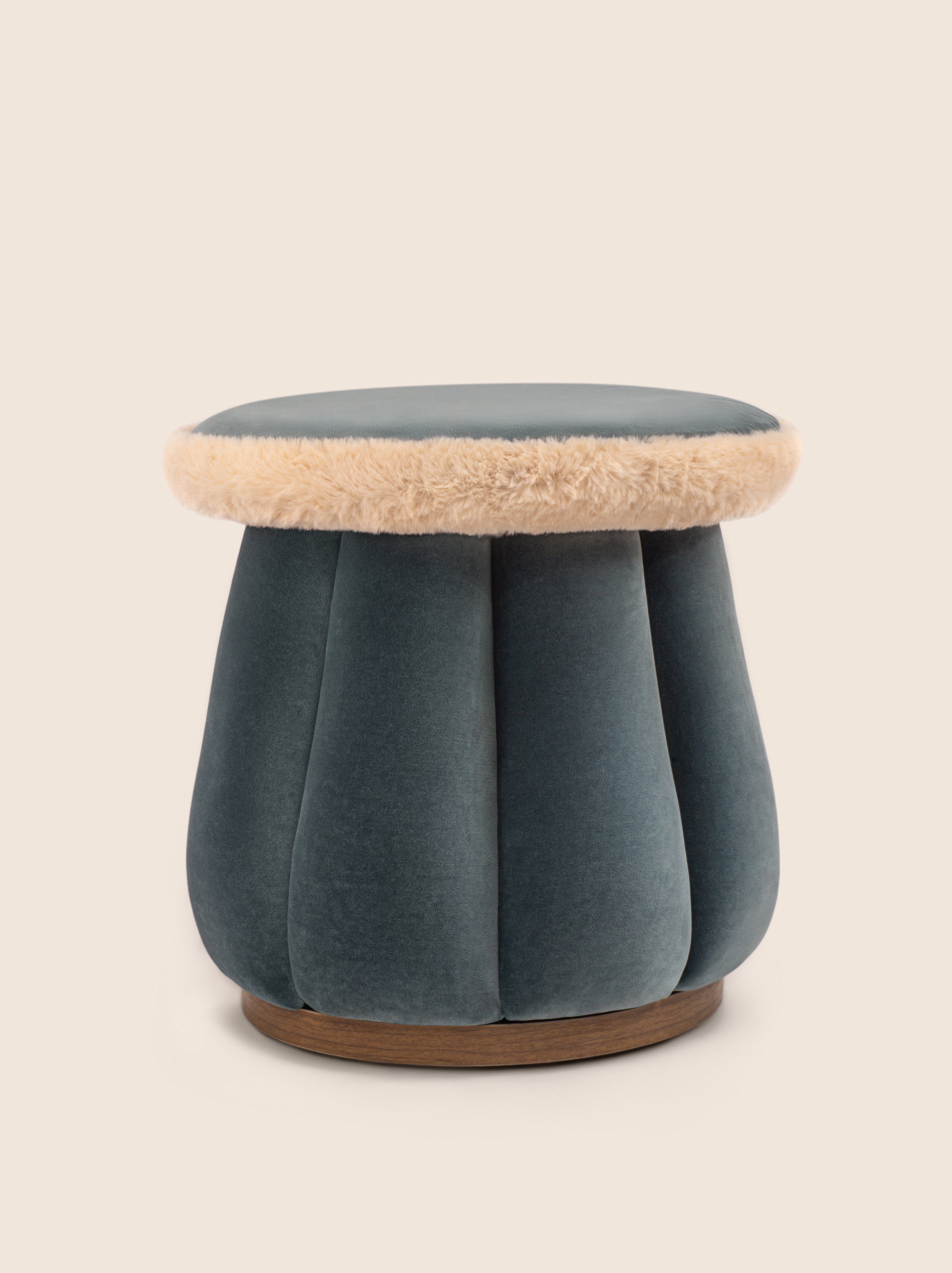 The Sultan Ottoman with fluted velvet form – sculptural accent seating by Home on Center