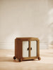 The Ellsworth Nightstand with soft paneled doors and ball feet – playful modern design by Home on Center
