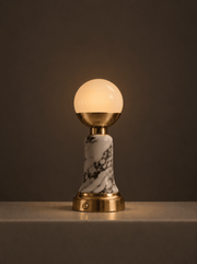 The Folsom Portable Brass & Marble Lamp - Home On Center
