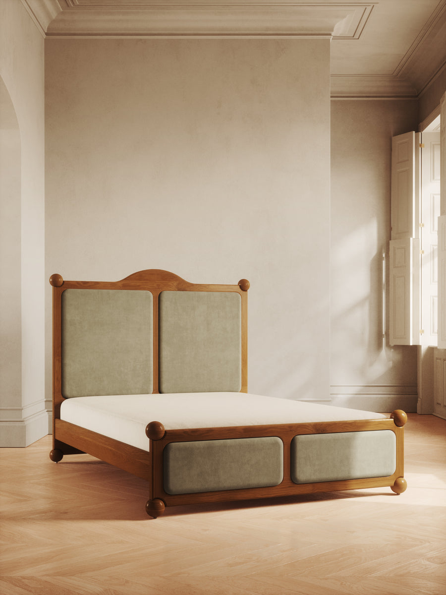 The Ellsworth Bed in solid wood with plush velvet panels – modern Victorian design by Home on Center